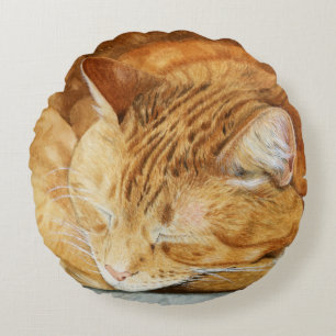 Coussins Ronds Aquarelle Cute Sleepy Chat Lève Oreiller