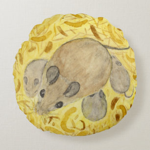 Coussins Ronds Aquarelle de la souris