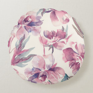 Coussins Ronds Aquarelle de pivoines : arrière - plan floral tran
