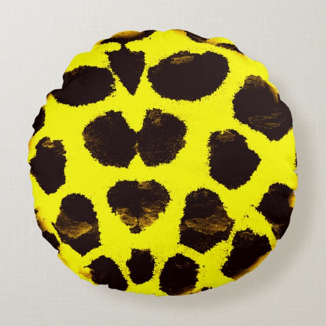 Coussins Ronds Aquarelle de Poster de animal Abstrait Leopard (Devant)