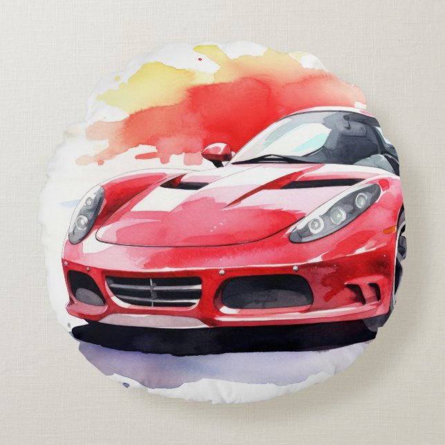 Coussins Ronds Aquarelle de voiture (Devant)