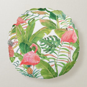 Coussins Ronds Aquarelle dessinée à la main sans couture motif av