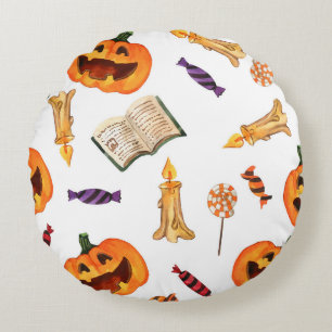 Coussins Ronds Aquarelle d'Halloween : Motif saisonnier