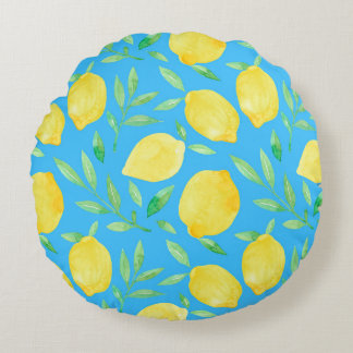 Coussins Ronds Aquarelle Esquisse Citrons Conception transparente