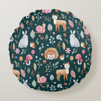 Coussins Ronds Aquarelle Fairy Forest Motif pour enfants