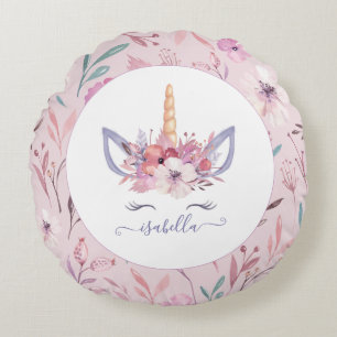 Coussins Ronds Aquarelle florale monochrome