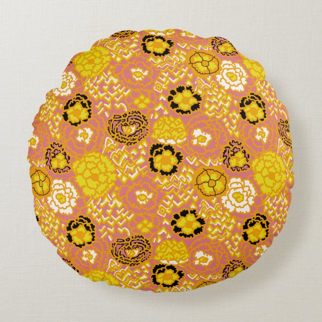 Coussins Ronds Aquarelle Lemon Gold (Devant)