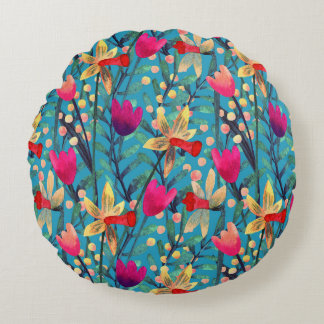 Coussins Ronds Aquarelle Lumineuse : Design Floral Sans Maille.