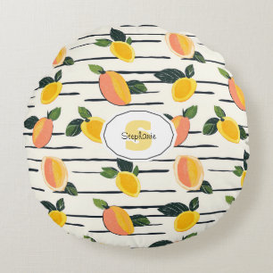Coussins Ronds Aquarelle Mango Motif avec Feuilles verts (2)