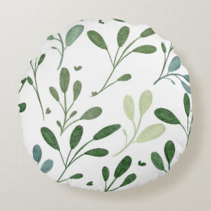 Coussins Ronds Aquarelle moderne chic verdure Feuilles botaniques
