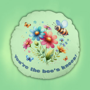 Coussins Ronds Aquarelle Monogramme Vous êtes les genoux de l'abe