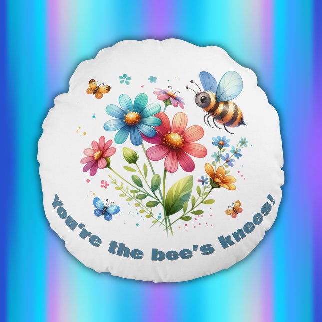 Coussins Ronds Aquarelle Monogramme Vous êtes les genoux de l'abe (Créateur téléchargé)