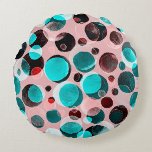 Coussins Ronds Aquarelle motif transparent avec pois