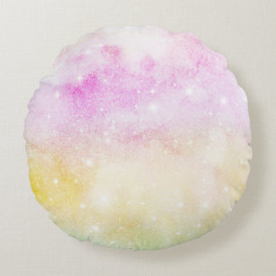 Coussins Ronds Aquarelle Pastel & Motif Abstrait de Nébuleuse Gal