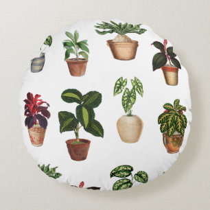 Coussins Ronds Aquarelle Pots Plante Motif Pots en terre cuite
