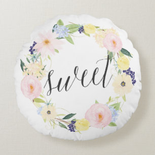 Coussins Ronds Aquarelle Ressort Floral Wreath Sucré rond