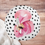 Coussins Ronds Aquarelle rose exotique moderne Flamant rose & poi<br><div class="desc">Aquarelle rose exotique moderne Flamant rose & points</div>