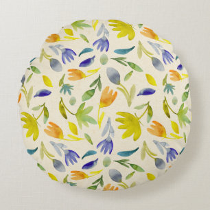 Coussins Ronds Aquarelle rustique Jardin Floral Botanique