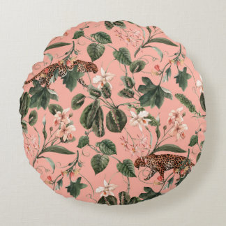 Coussins Ronds Aquarelle tropicale exotique motif avec orchidée, 