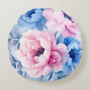 Coussins Ronds Aquarelle vintage de fleurs Pastel Pétales