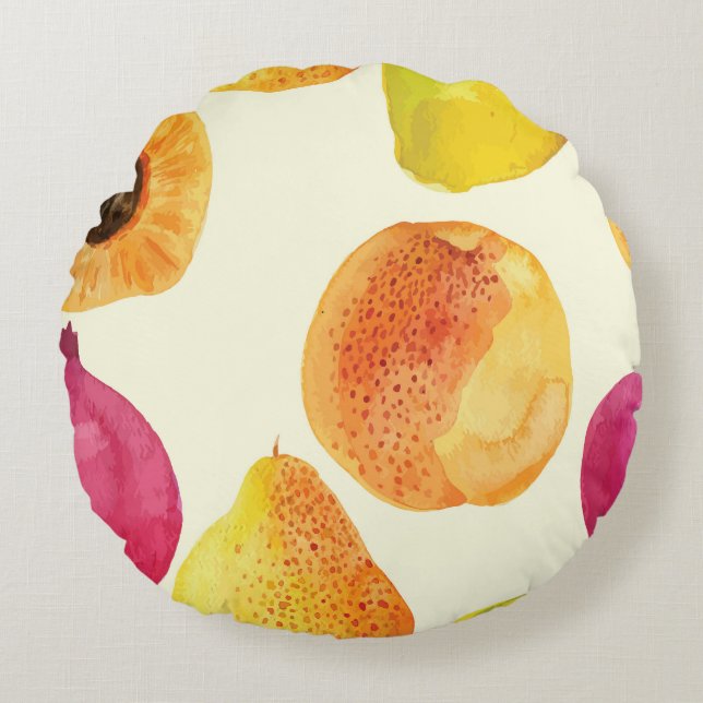 Coussins Ronds Aquarelle vintage Fruits frais (Devant)
