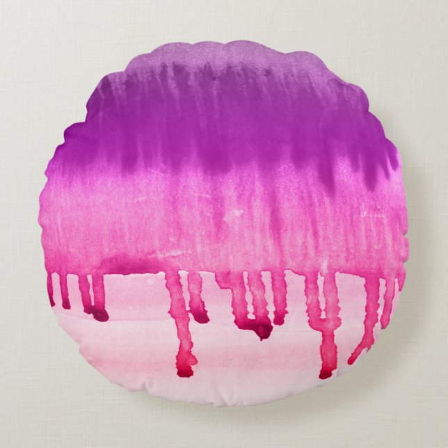 Coussins Ronds Aquarelle violet rose Fille Ombre Design (Devant)
