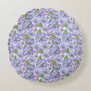 Coussins Ronds Aquarelle Violettes Violettes & Motif Floral
