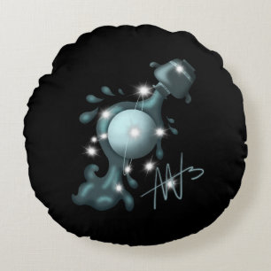 Coussins Ronds Aquarius Uranus Zodiac cosmique