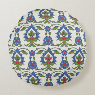 Coussins Ronds Arabe Traditionnel : Carrelage Iznik sans couture.