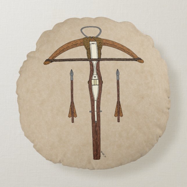 Coussins Ronds Arbalète médiévale avec boulons (Devant)
