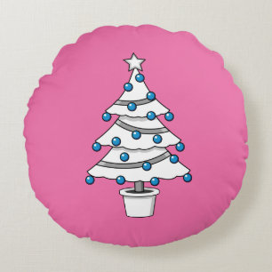 Coussins Ronds Arbre de Noël blanc
