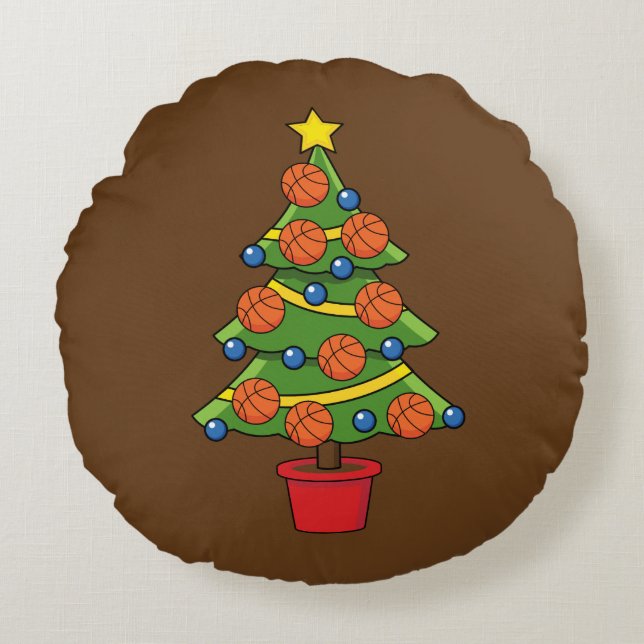 Coussins Ronds Arbre de Noël de basket-ball (Devant)