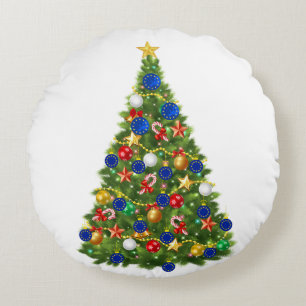 Coussins Ronds Arbre de Noël - Drapeau de l'Union européenne Eu