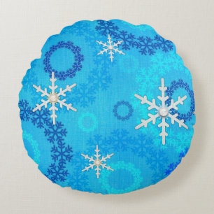 Coussins Ronds Arbre de Noël et bijoux à flocons de neige