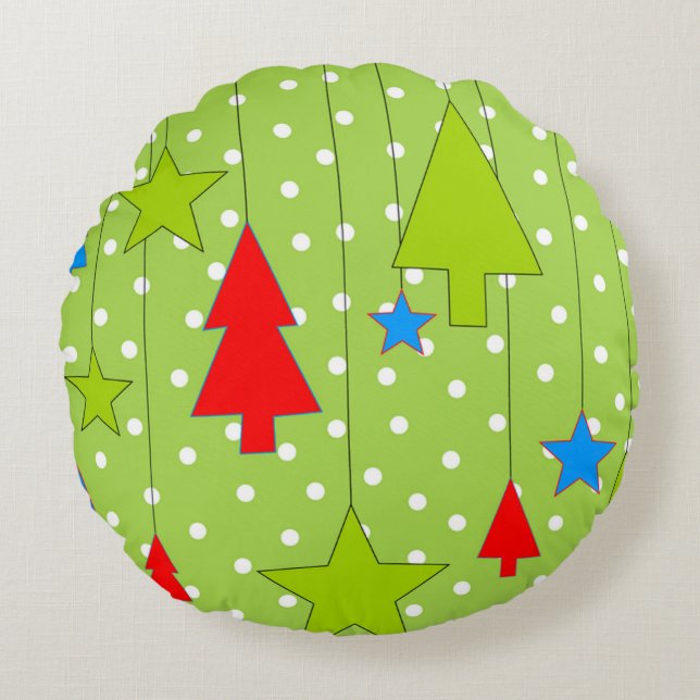 Coussins Ronds Arbre de Noël festif Imprimer (Devant)