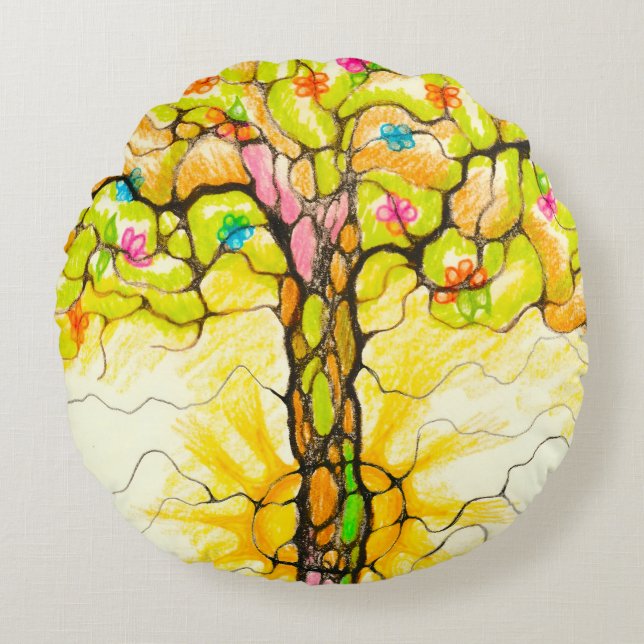 Coussins Ronds Arbre printanier (Devant)