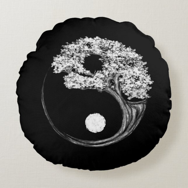 Coussins Ronds Arbre Yin Yang (Devant)
