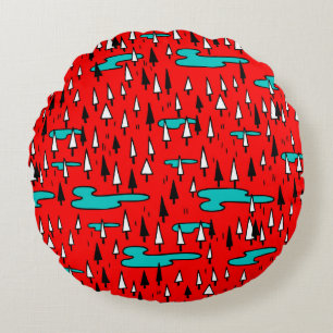 Coussins Ronds Arbres à main levée : motif de Noël scandinave.