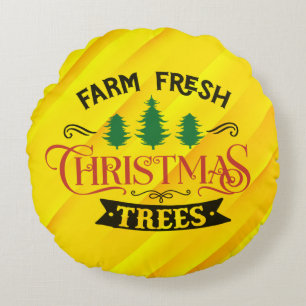Coussins Ronds Arbres de Noël frais de ferme Design-54394