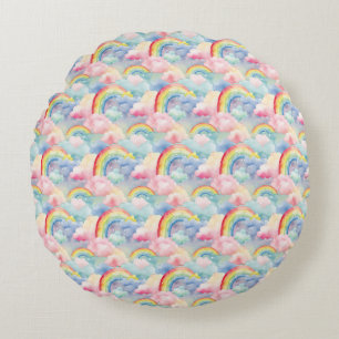 Coussins Ronds Arc-en-ciel coloré, nuage et étoile