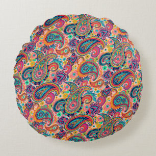 Coussins Ronds Arc-en-ciel lumineux Paisley