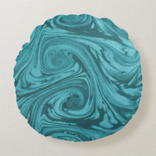 Coussins Ronds Arché et courbé sur fond de tons turquoise,