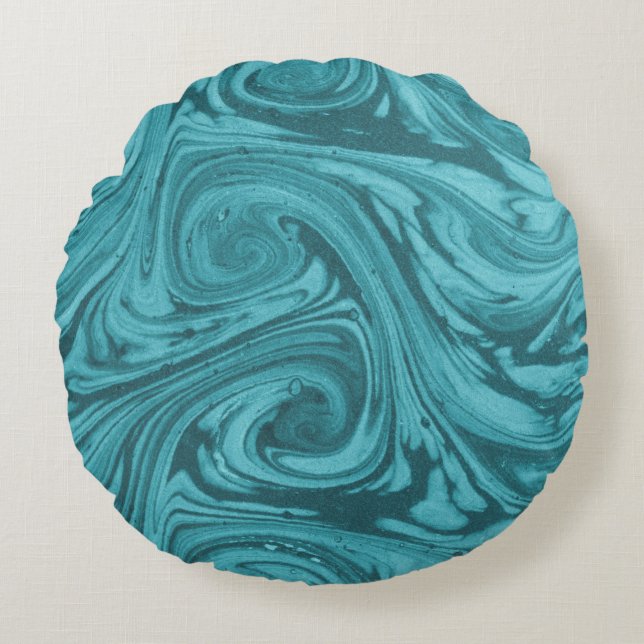 Coussins Ronds Arché et courbé sur fond de tons turquoise,  (Devant)