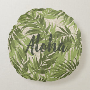 Coussins Ronds Areca Palms Hawaiian Tropical Vintage Aloha