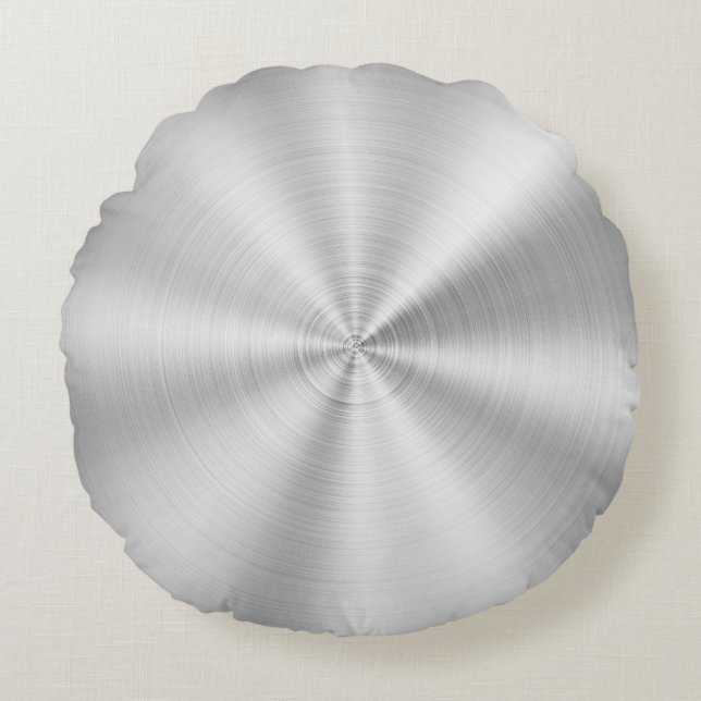 Coussins Ronds Argent brillant métallique de Faux élégant (Devant)