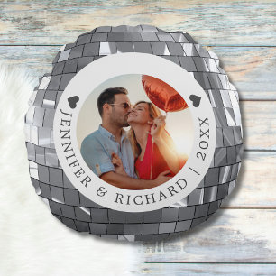 Coussins Ronds Argent rond Disco Saint Valentin Photo