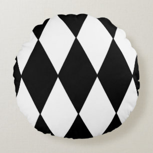 Coussins Ronds arlequin noir et blanc
