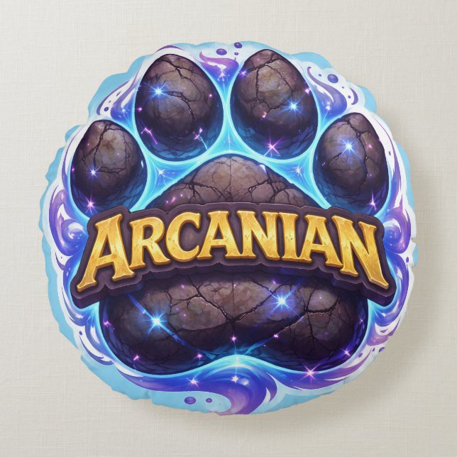 Coussins Ronds Armenian Mystic paw print round throw pillow (Devant)