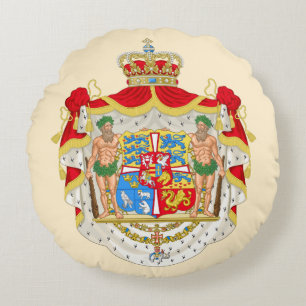 Coussins Ronds Armoiries royales vintages du Danemark