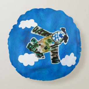 Coussins Ronds Army Jet "Art by Kids"